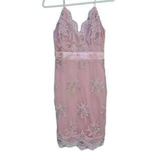 Venus mini dress New size 6. mauve pink. spaghetti straps, zip up,  lace 019